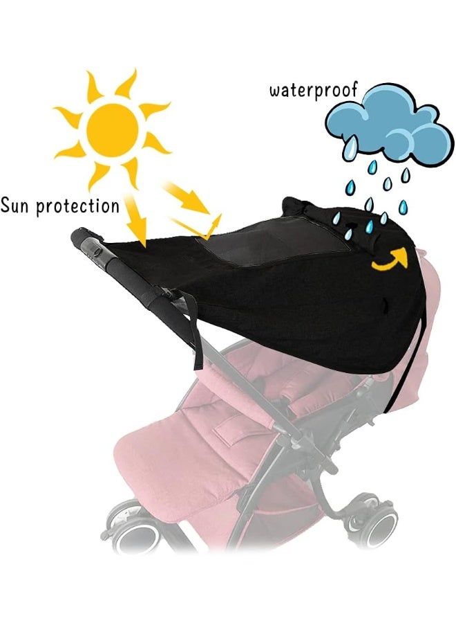 Apol Pram Sunshade Sun Cover, Sun Shade Stroller for Baby, Universal Waterproof Stroller Sunshade Cover Anti-UV with Viewing Window for Stroller(Black) - Image 3